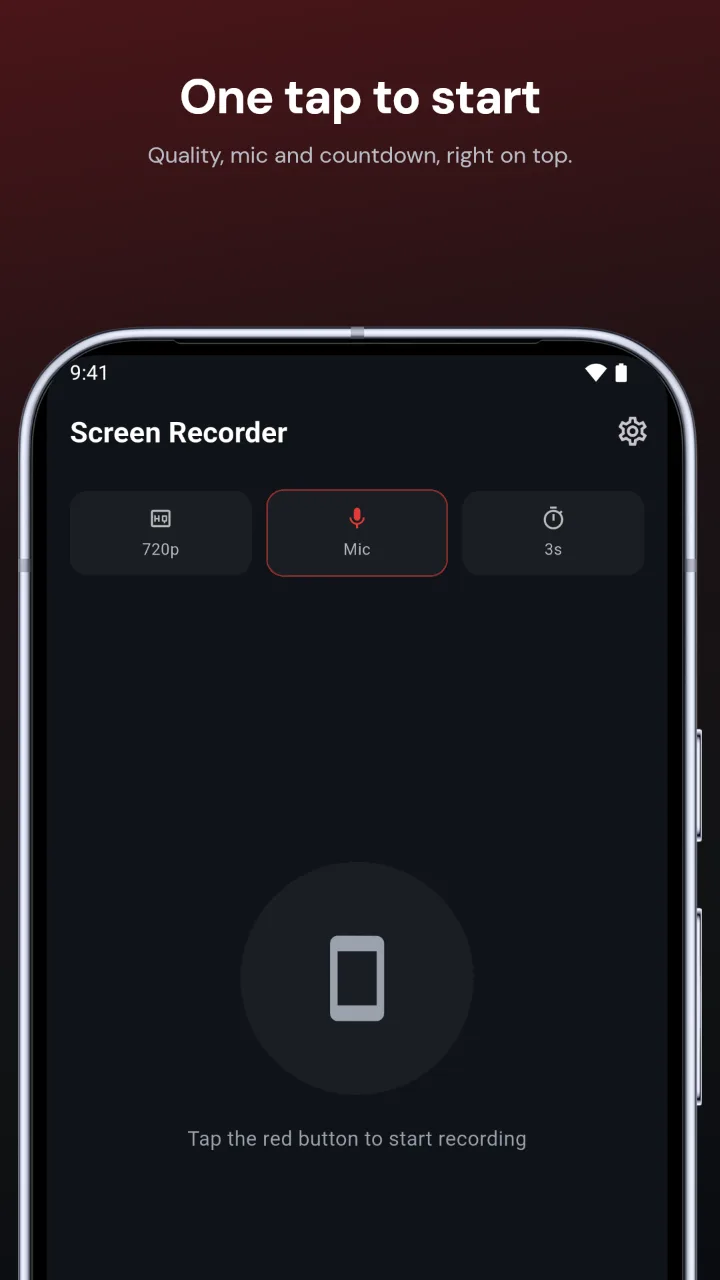 One tap to start: the record screen