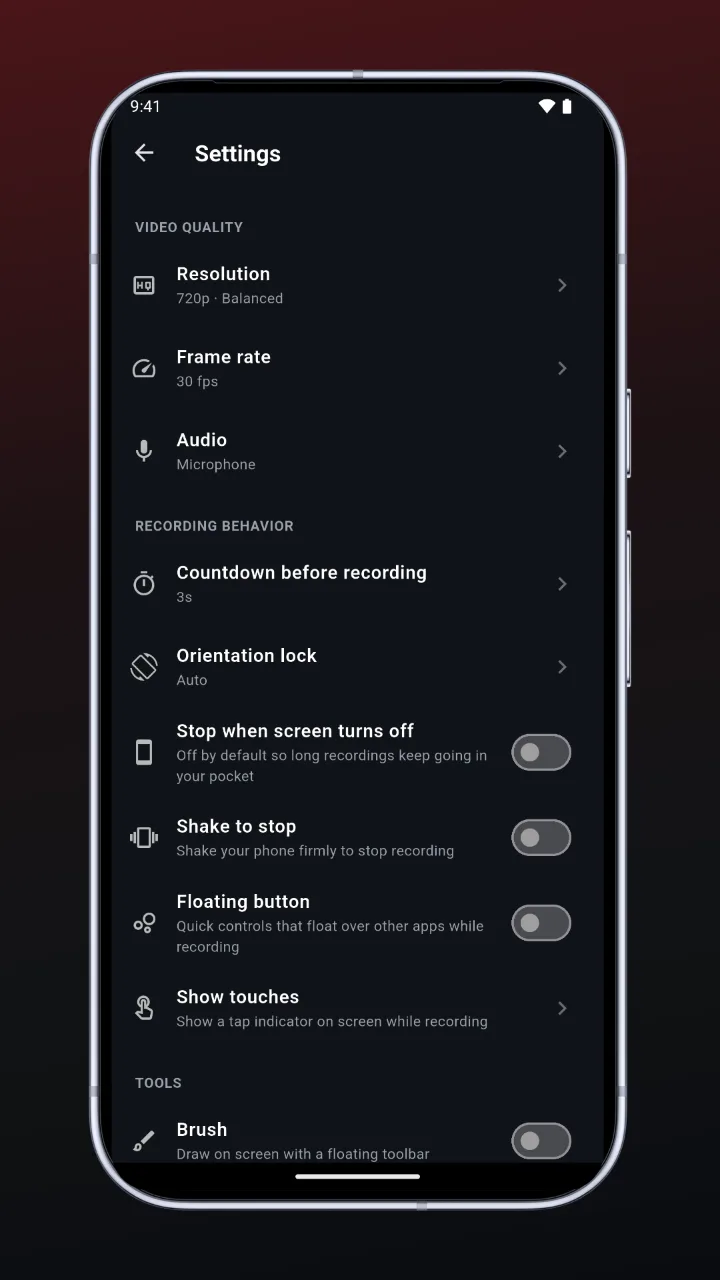 Tuned the way you record: settings